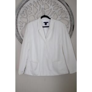 Venezia Women’s Blazer Jacket Size 22 Ivory/White Linen Blend Lined Pockets